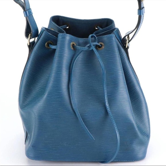 Louis Vuitton Petit Noe Bucket Bag Blue Epi Leather Luxury Drawstring Shoulder - Picture 2 of 9